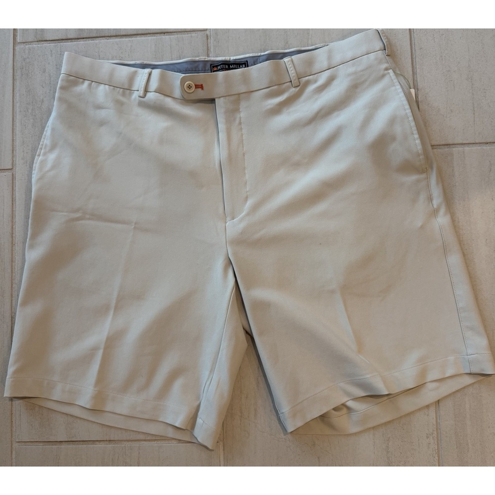 Peter Millar Element 4 Wicking Shorts Men's 38 Beige Golf Athleisure Nwot